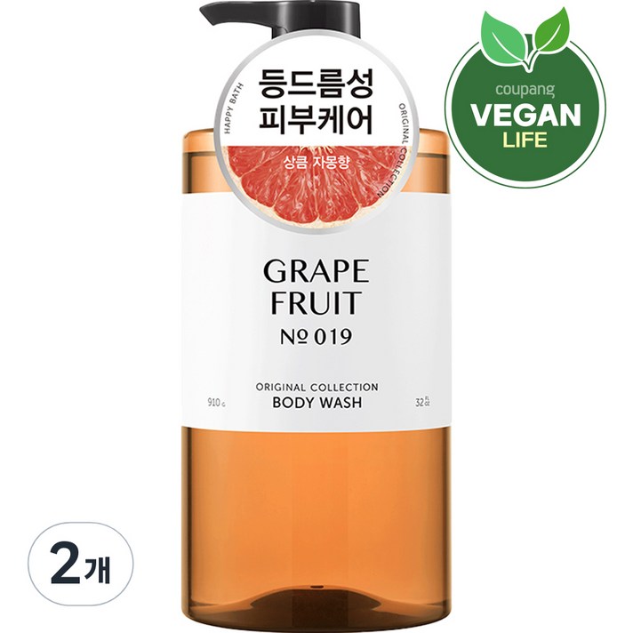 해피바스 오리지널 컬렉션 자몽 바디워시, 2개, 910g