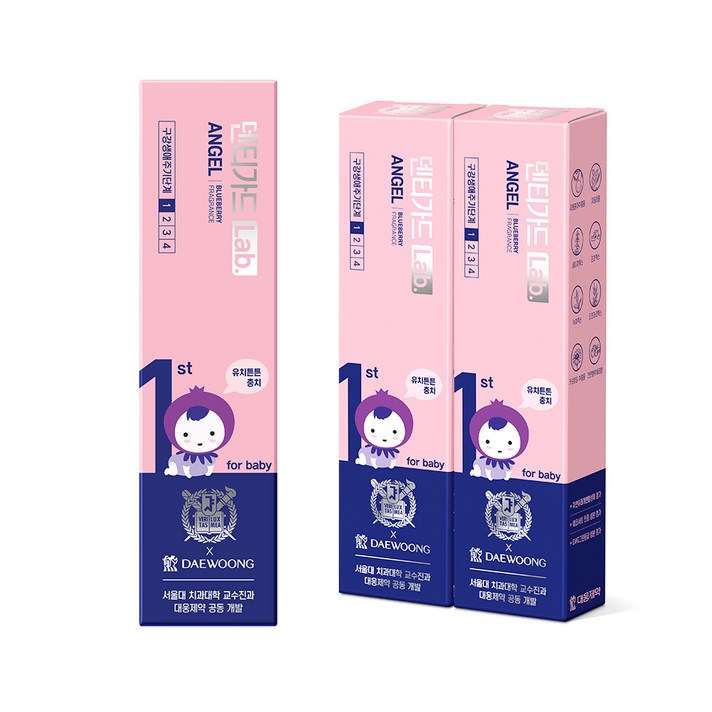 대웅제약 덴티가드랩 엔젤 유아 치약, 80g, 3개