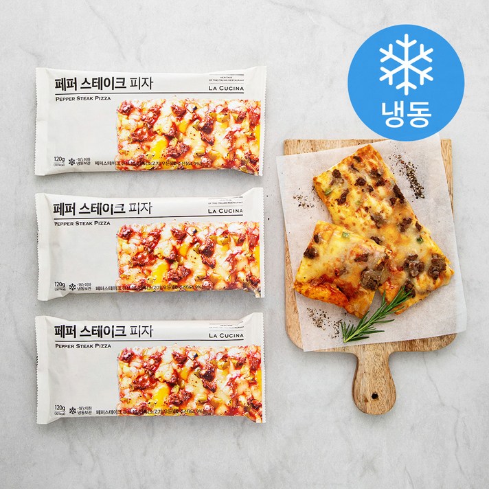 라쿠치나 페퍼 스테이크 피자 (냉동), 120g, 3개
