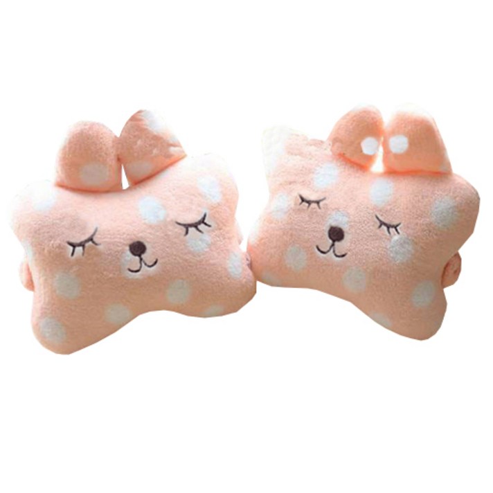 홍대선희샵 214 자동차 목쿠션 2p, 핑크도트
