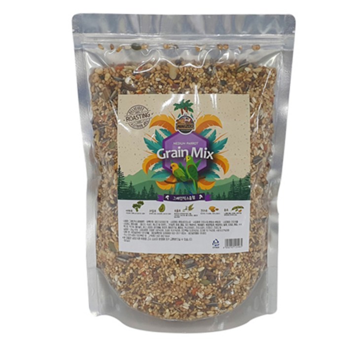 미니주 그레인믹스 앵무새 사료 중형, 1.2kg, 1개