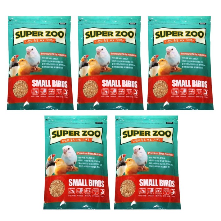 SuperZoo 프리미엄 소형새 사료, 600g, 5개