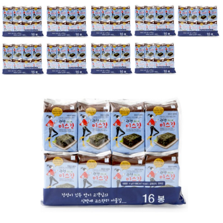 미스김 광천 파래 도시락김 16p, 10개, 64g