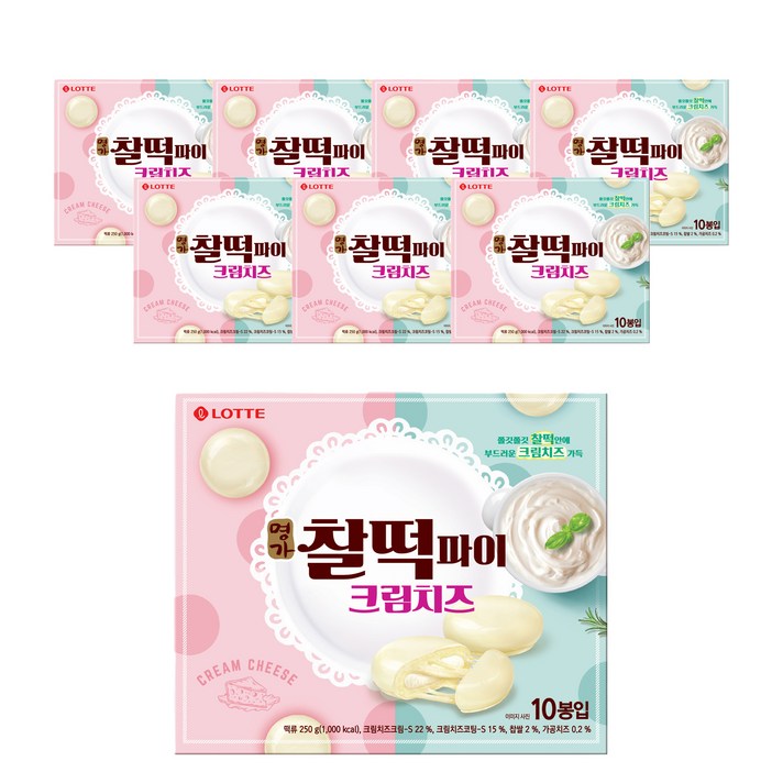 롯데제과 찰떡파이 크림치즈, 250g, 8개
