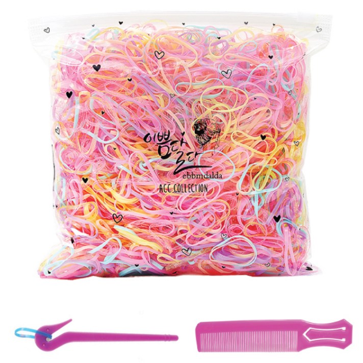 이쁨달다 이쁨밴드 대용량 고무줄 머리끈 100g RK33 + 이지컷 고무줄칼 + 포켓빗 세트