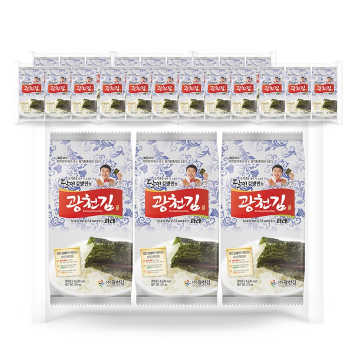 광천김 들기름을 발라 더 고소한 달인 김병만의 파래 도시락김, 4g, 72개