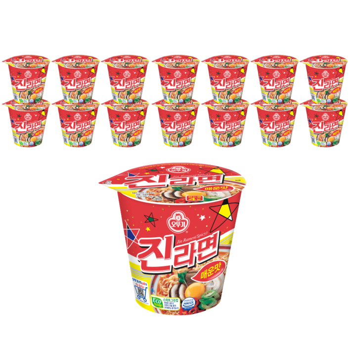 오뚜기 진라면 미니컵 매운맛 65g, 15개