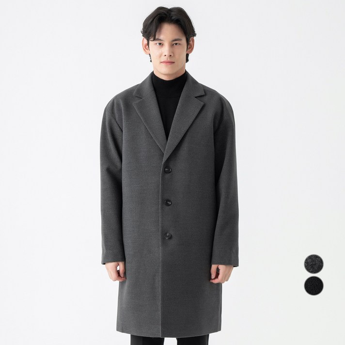 캐럿 남성용 퀼팅 패딩 오버핏 싱글 롱 코트