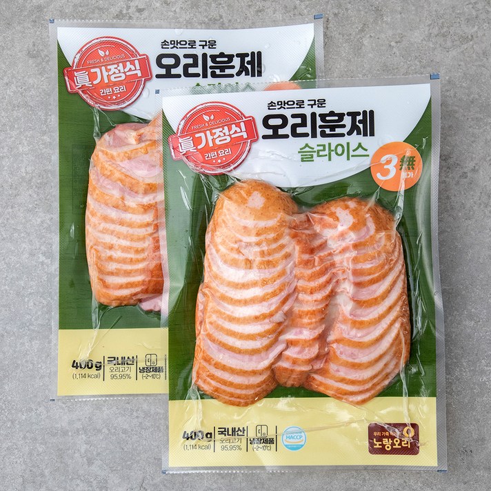 노랑오리 오리훈제 슬라이스, 400g, 2개
