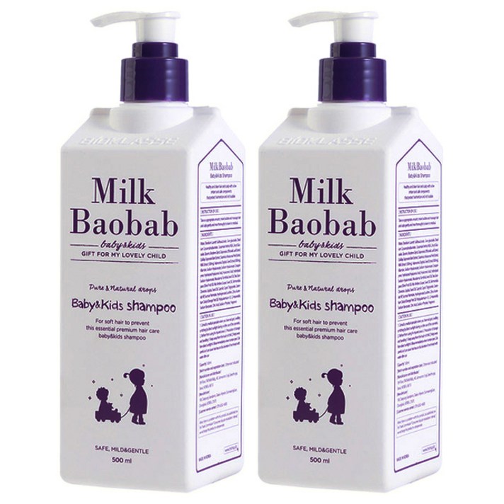 밀크바오밥 베이비&키즈 샴푸 풍선껌향, 500ml, 2개