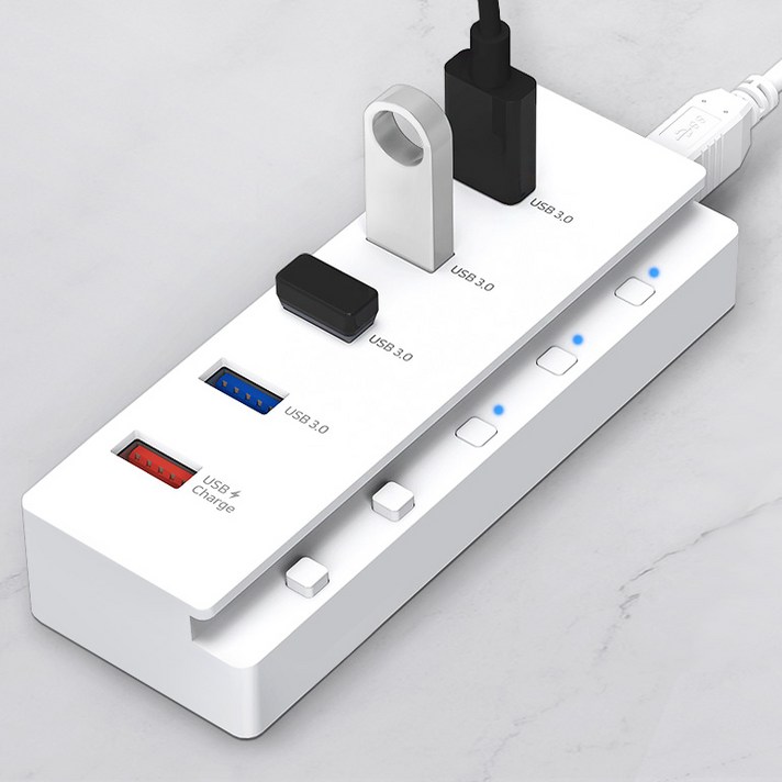 홈플래닛 5포트 USB3.0 유전원허브 (USB*4 + 충전*1), 화이트