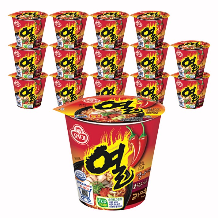 오뚜기 열라면 미니컵 62 g, 15개