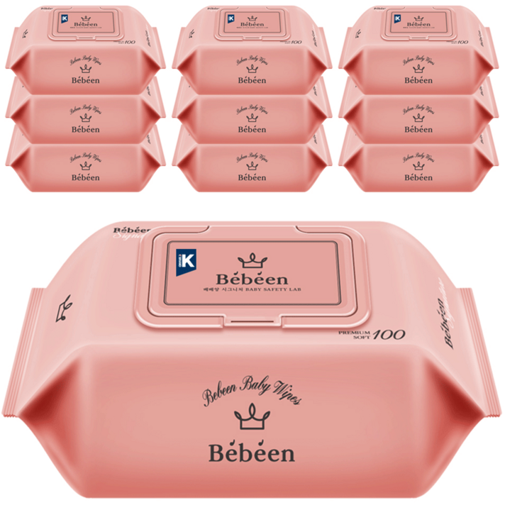 베베앙 저자극 시그니처 유아물티슈 캡형, 100매, 10개
