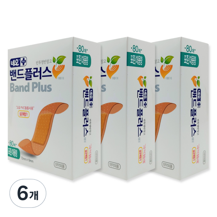 네오메디제약 밴드플러스에이 대용량 표준 80매, 6개