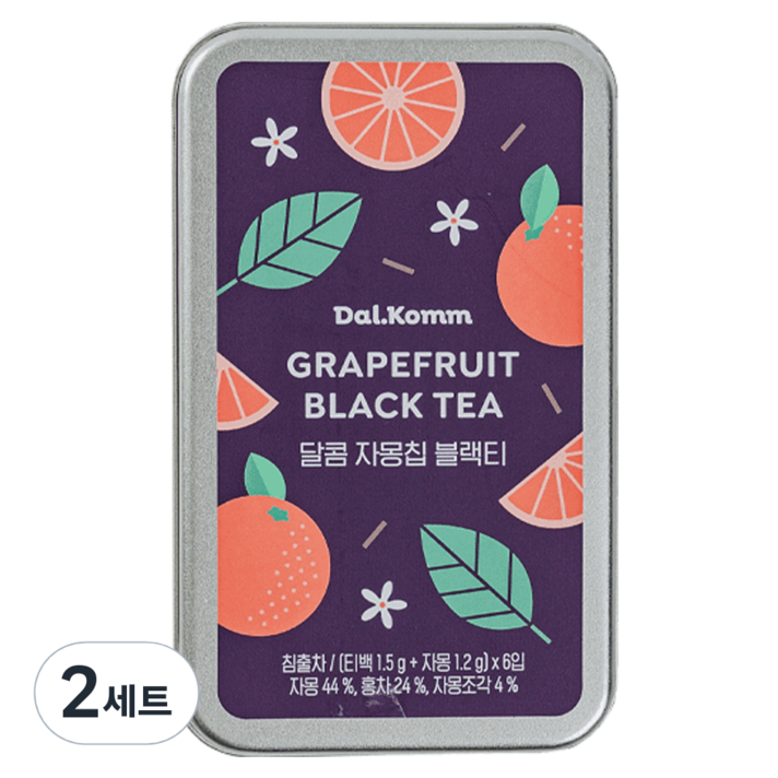 달콤 자몽칩 블랙티 티백 1.5g x 6p + 자몽칩 1.2g x 6p 세트, 2세트