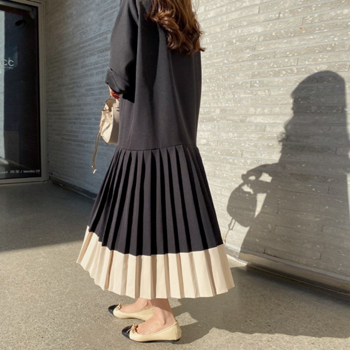 걸스데일리 Muse12 마임 플리츠 롱 원피스
