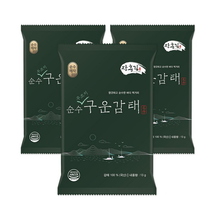 순수해작 무조미 구운감태, 13g, 3개