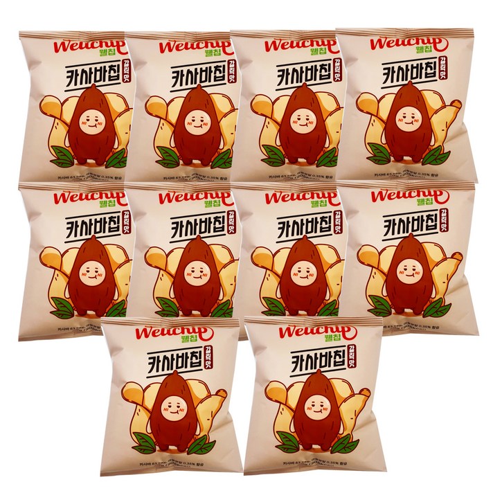 웰칩 카사바칩 갈릭맛 스낵, 40G, 10PIECE