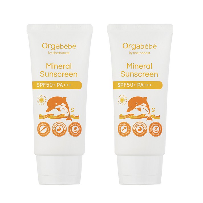 오가베베 무기자차 미네랄 유아 선크림 SPF50+ PA+++, 50g, 2개