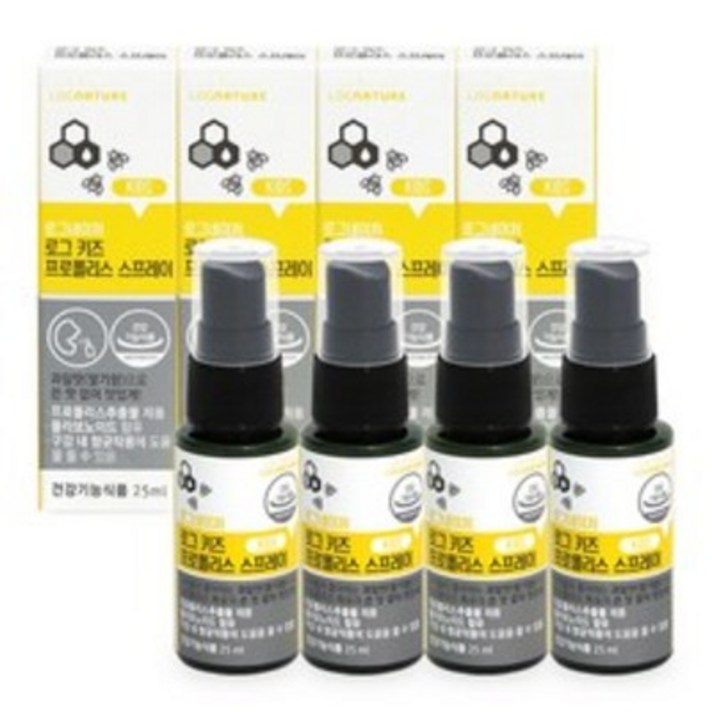 로그네이처 로그 키즈 수용성 프로폴리스 스프레이, 25ml, 4개