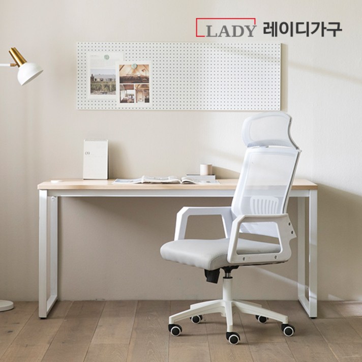 레이디가구 틸튼 USB 책상 1500+화이트 의자포함 세트, 티크화이트