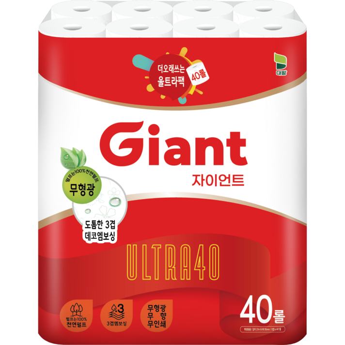 자이언트 울트라 40 펄프 대용량 40롤 화장지, 1개
