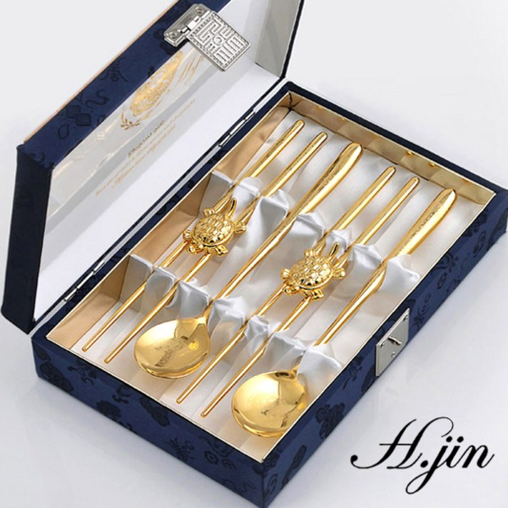 H.jin 양반가 진공 금수저세트 (노리개장식 선물포장), 금거북