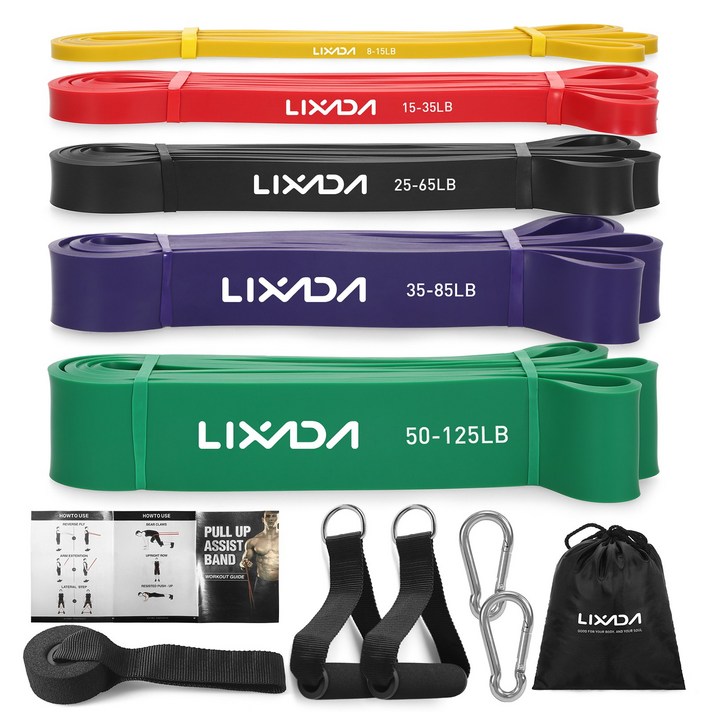 Lixada 풀업밴드 세트 탄성 루프밴드, 5p 밴드 세트