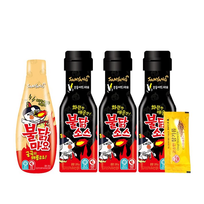 삼양 불닭소스200g 3입+불닭마요250g 1입+고소한참기름4.5g, 삼양 불닭소스3입+불닭마요 1입+고소한참기름4.5g