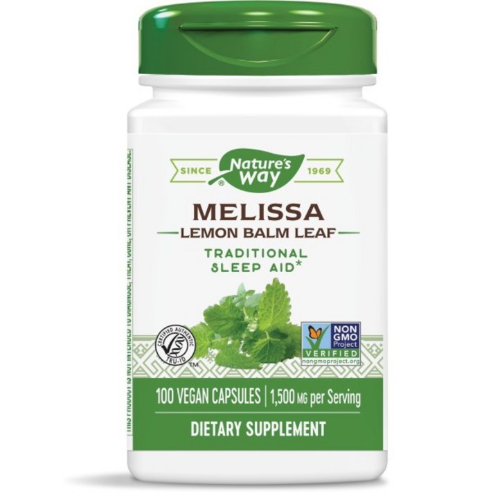 네이쳐스웨이 멜리사 레몬 밤 리프 1500mg 베지테리안 캡슐, 100개입, 1개