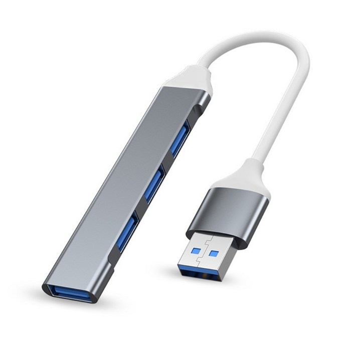 4 포트 타입 C 허브 어댑터 USB 스플리터 슬림 소형 노트북 키보드 5Gbps, 회색, USB 포트