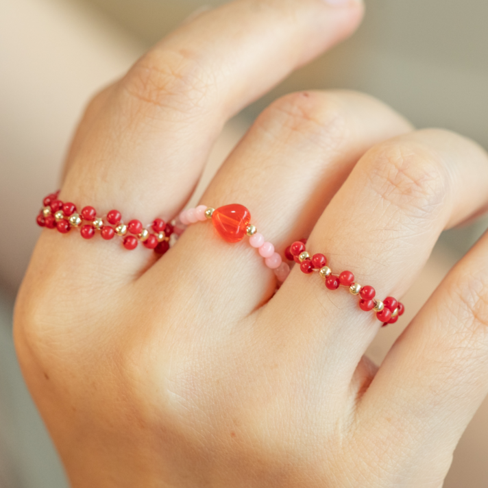 산호석 레드 착색 2mm 3mm 4mm부자재 DIY 반지 팔찌 목걸이 만들기 재료