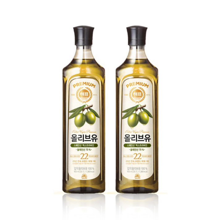 해표 올리브유, 900ml, 2개