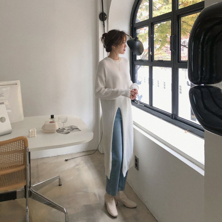헤이데이즈 / 무무 옆트임 롱 유니크 니트 원피스 (3color)