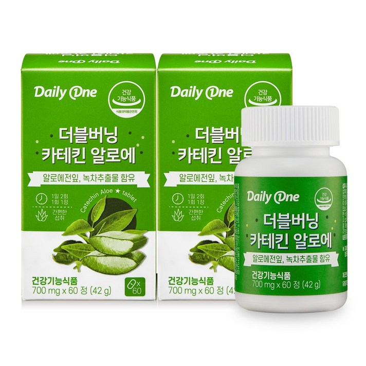 데일리원 더블버닝 카테킨 알로에 60정, 2통