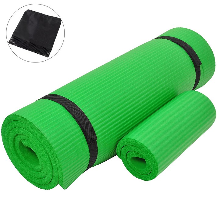 kcwen NBR 요가매트 10mm+무릎 보호패드10mm+요가매트가방, 그린