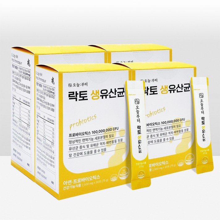 오늘부터 락토 생유산균 16종 프로바이오틱스 아연 함유 (120포), 75g, 4개