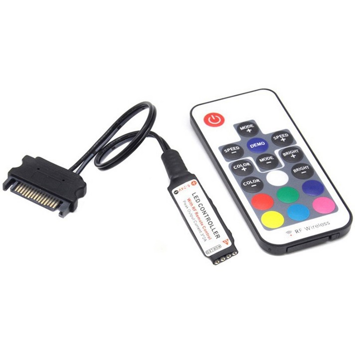 Retemporel RF17 키 원격 DC 12V 무선 SATA RGB 컨트롤러 용 PC 컴퓨터 케이스 5050 LED 스트립 라이트, 1개