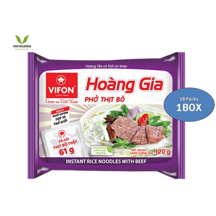 베트남라면 비폰 호앙지아 포보 쌀국수 소고기 120gx18ea 1박스 hoang gia pho bo