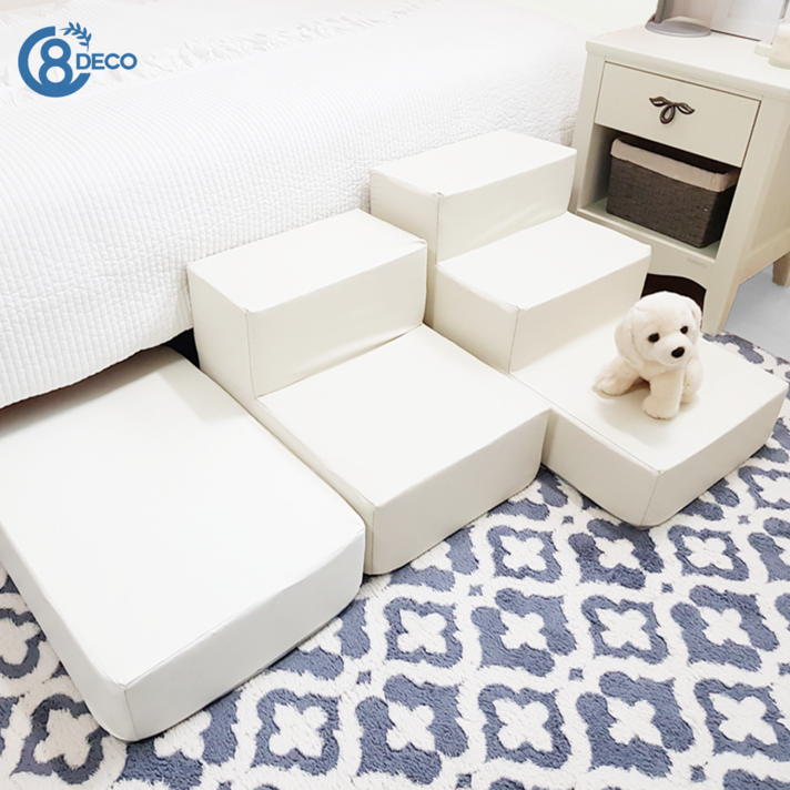 8 DECO 강아지계단 애견계단 펫스텝 모음 1단2단3단4단 (커버+솜포함), 아이보리 방수