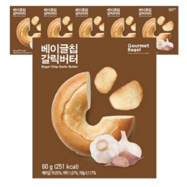 고메베이글 베이글칩 갈릭버터, 60g, 6개