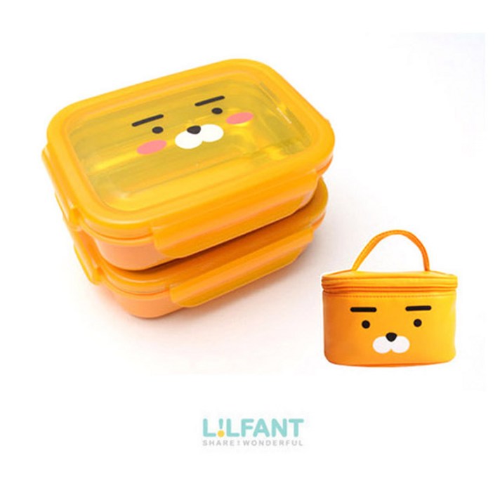 카카오프렌즈 이중락 스텐 가방 도시락 2단 (라이언 어피치), 1개, 라이언