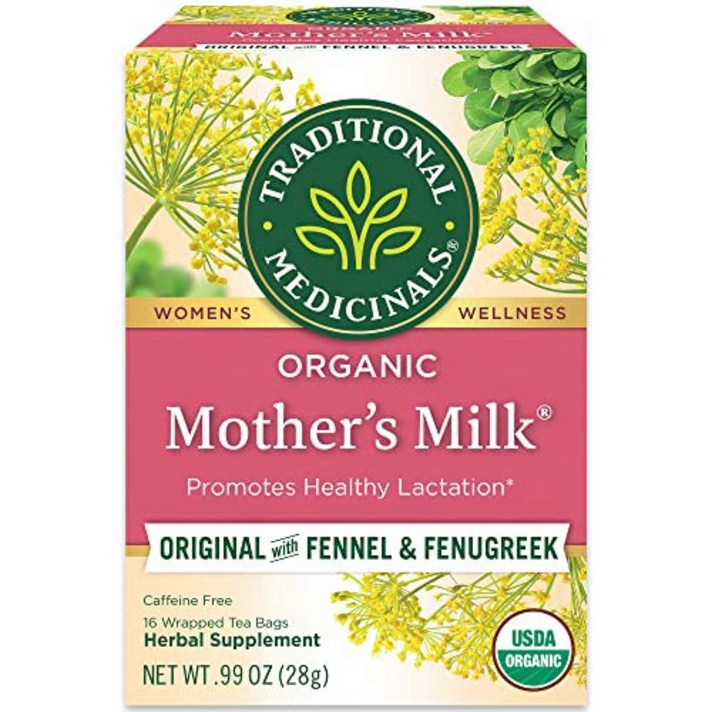 Traditional Medicinals 유기농 모유 허브티 건강한 수유 촉진 (3팩) - 총 48티백 Traditional Medicinals Organic Mother’s Milk Herbal Tea Promotes Healthy Lactation (Pac, 1개