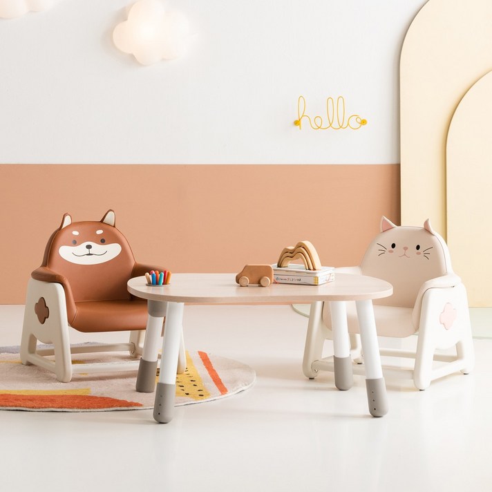 리바트 뚜뚜 높이조절 아이 책상 의자세트(시바 냥이) DIY, 냥이(고양이)