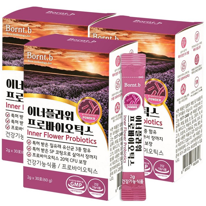 본트비 여성 질유래유산균 프로바이오틱스 이너플라워, 2gx30포 3박스