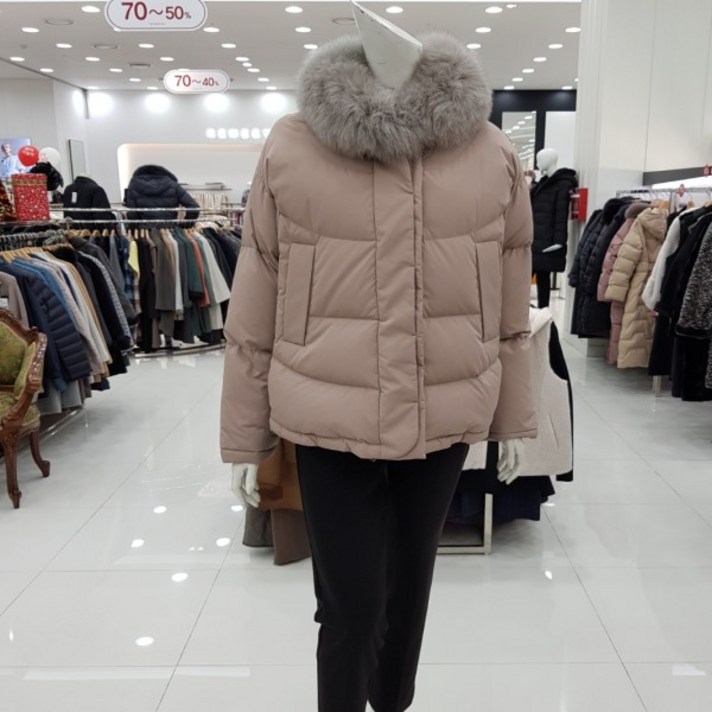 아르떼 여성 폭스퍼 구스 숏패딩 DLDPDM