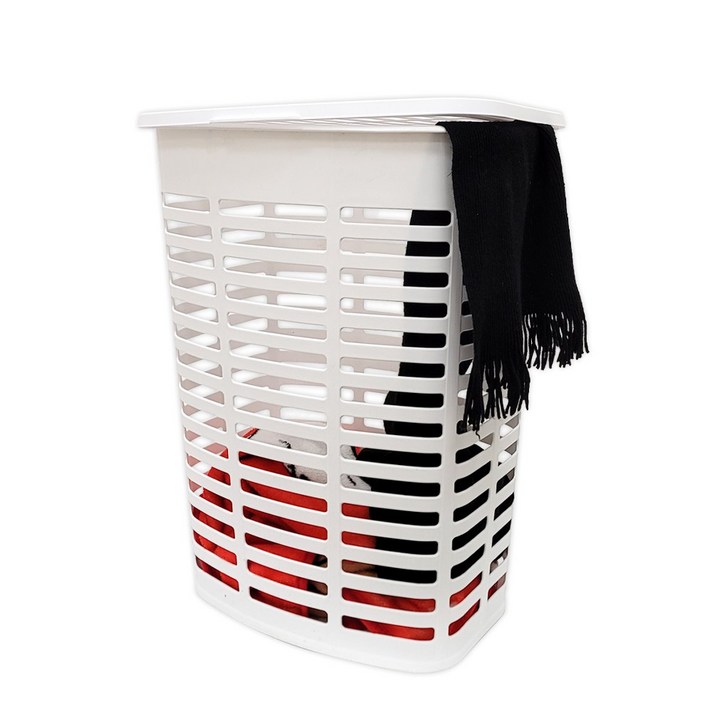 엘엘리빙 통기성 대용량 빨래바구니 60L, 화이트