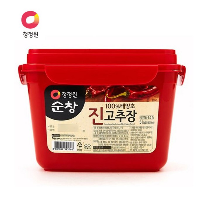 청정원 순창 진 고추장 5kg / 100% 태양초 -전라북도 순창에서 제조