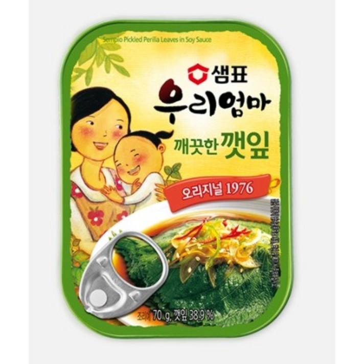 샘표 우리엄마 깨끗한 깻잎 통조림, 70g, 12개