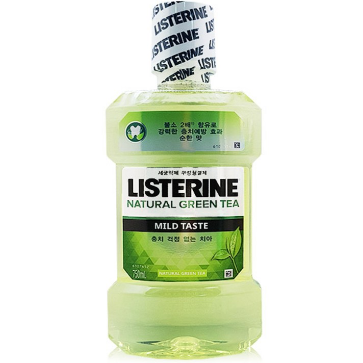 리스테린 내추럴 그린티 마일드 구강세정제, 750ml, 4개
